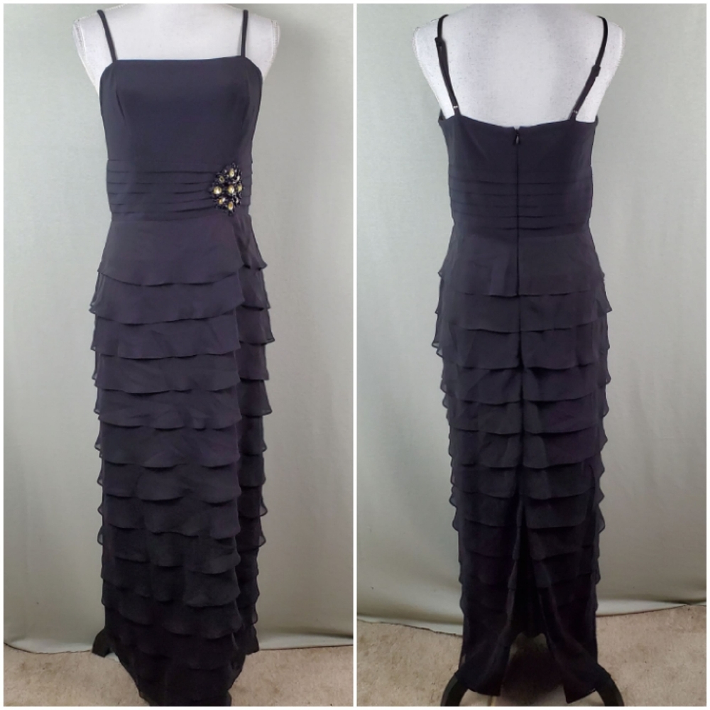 Vintage Jessica Howard Ruffle Layered Maxi Prom Style Dress